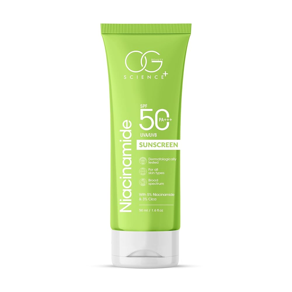OG BEAUTY SCIENCE SPF 50 PA+++ Sunscreen | 5% Niacinamide & 3% Cica | Broad Spectrum UV Protection | Soothing & Hydrating | Dermatologically Tested | 50ml