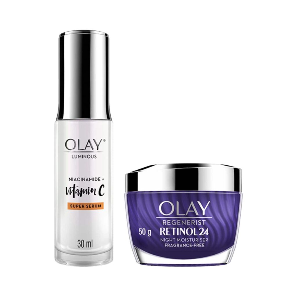 Olay Luminous Vitamin C Super Serum (30 ml) And Olay Retinol Night Cream (50g) Combo - Olay
