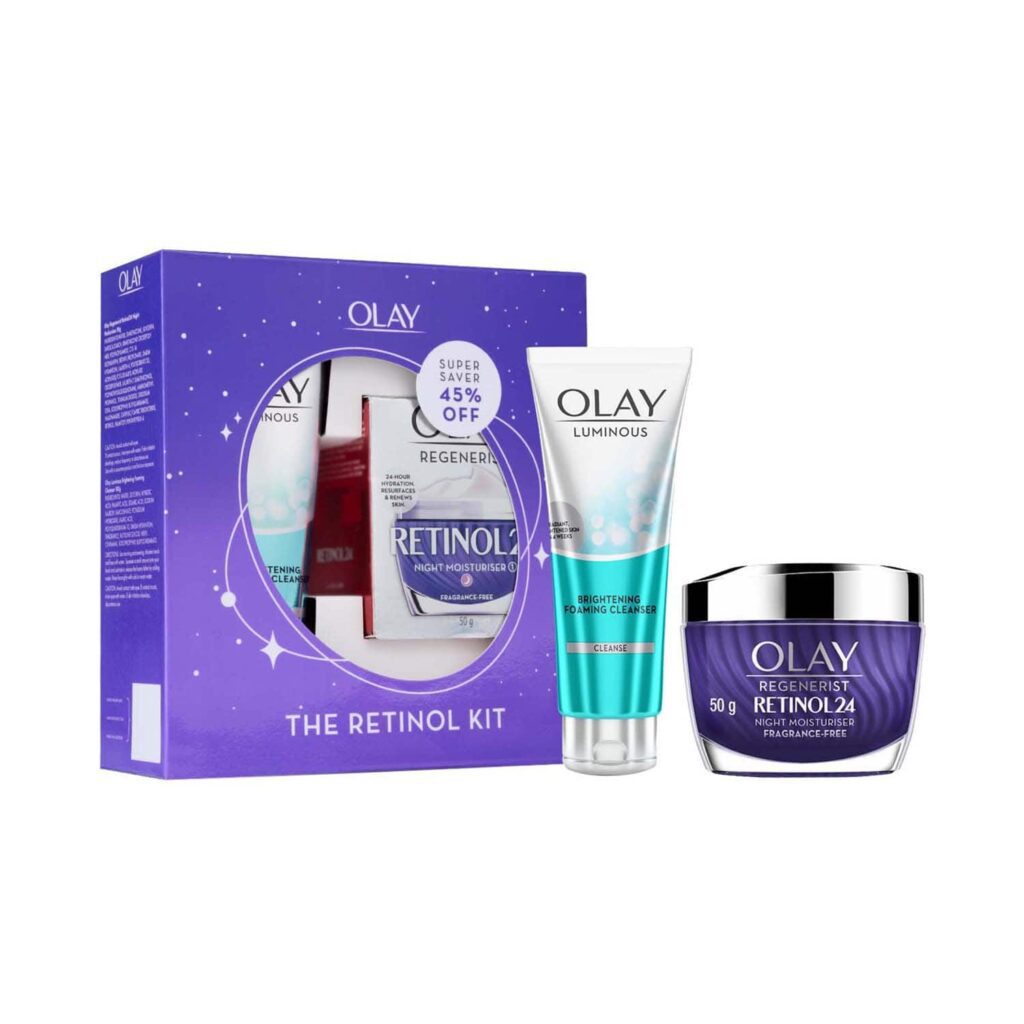 Olay Retinol Cream With Free Cleanser Kit For Overnight Repair (2Pcs) - Olay