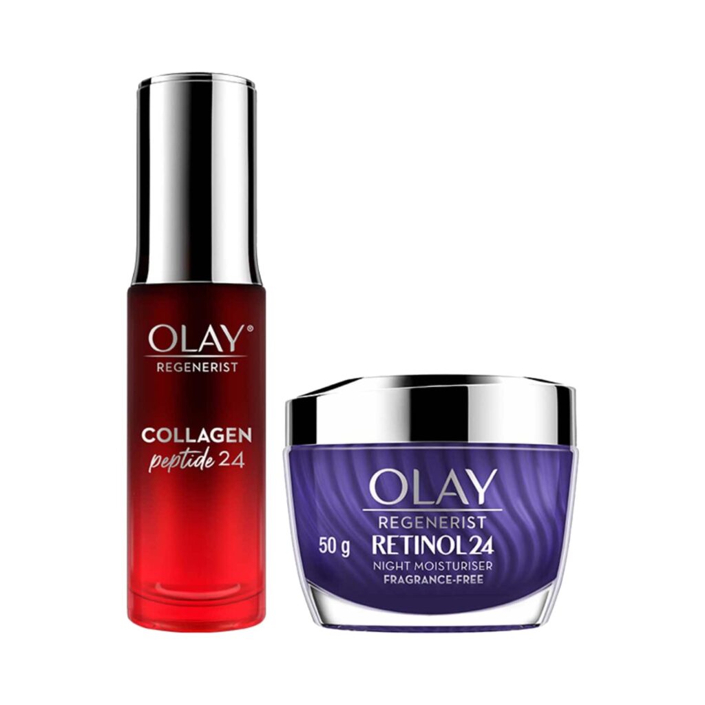 Olay Retinol Night Cream (50g) And Olay Regenerist Collagen Peptide 24 Face Serum (30 ml) Combo - Olay