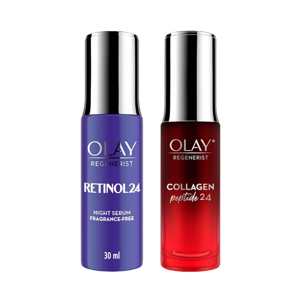 Olay Retinol Night Serum (30 ml) And Olay Regenerist Collagen Peptide 24 Face Serum (30 ml) Combo - Olay