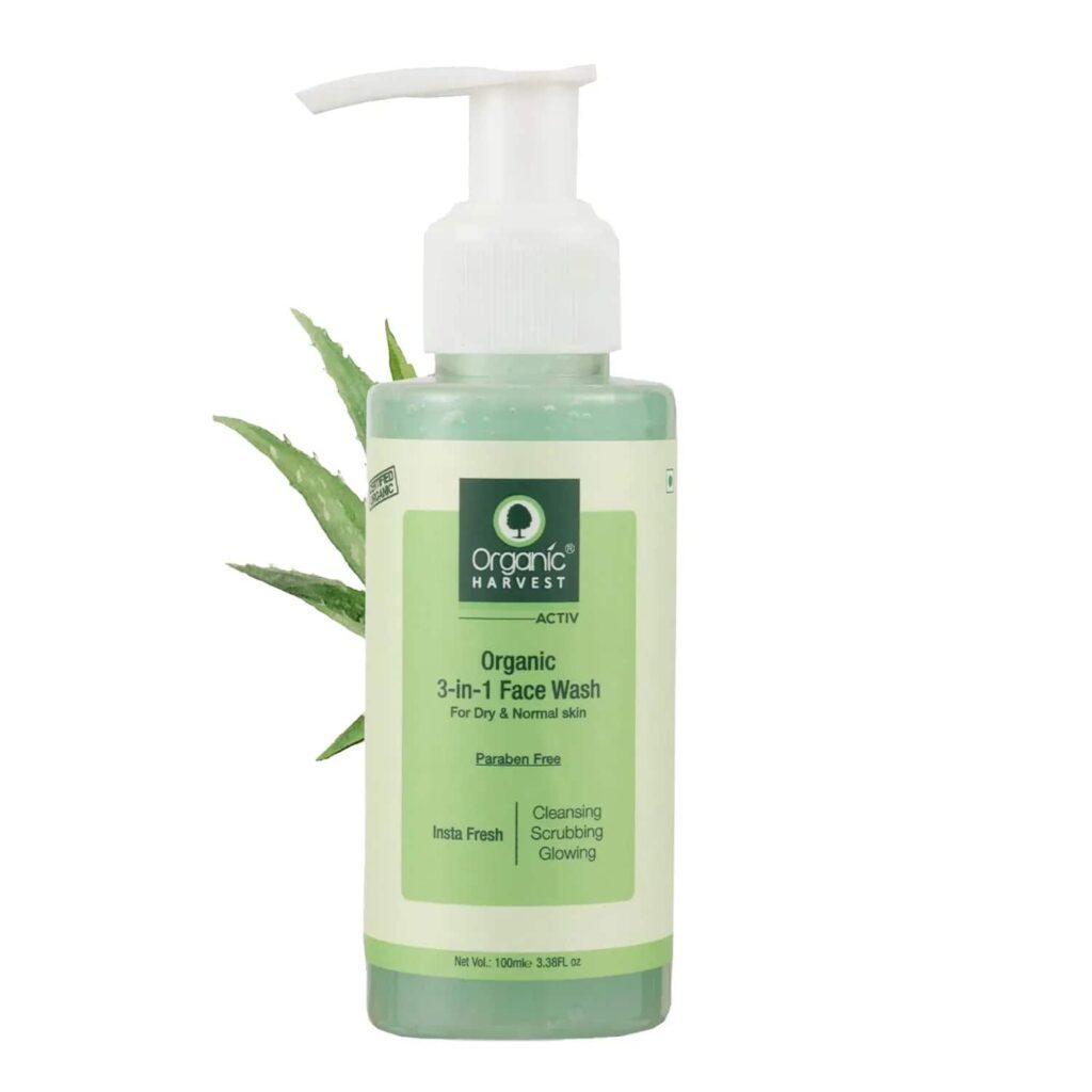 Organic Harvest 3-In-1 Face Wash for Dry and Normal Skin (100g) - Organic Harvest