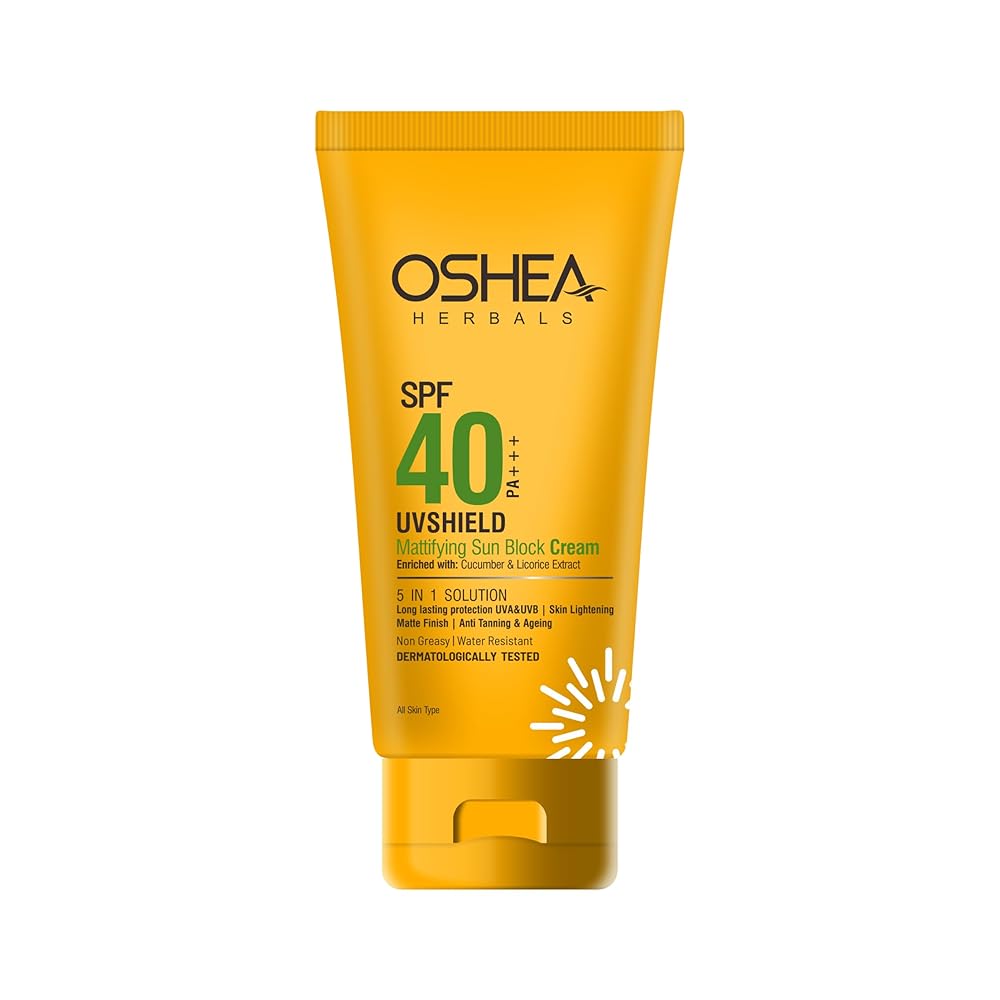Oshea Herbals SPF 40 PA +++ UVshield Mattifying Non Greasy & Water Resistant Sunscreen for All Skin Types | Protection from UVA & UVB, Removes Tanning & Ageing | Enriched with...
