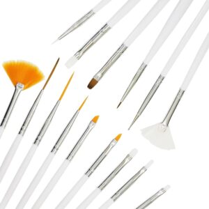 Painting Brushes/Drawing Pen/Art Design Tool Set - 15 Pieces - White Nail Polish Brush