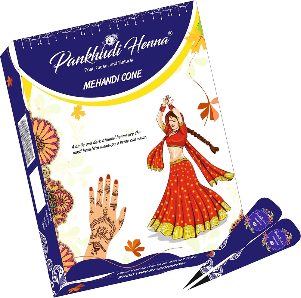 Pankhudi Dulhan Mehandi Cone 12 Piece Natural Henna Cone For Hand Designing Red Brown Color Long Lasting Mehndi Needle Cone Natural Henna Cone For Festivals Wedding Female Male...