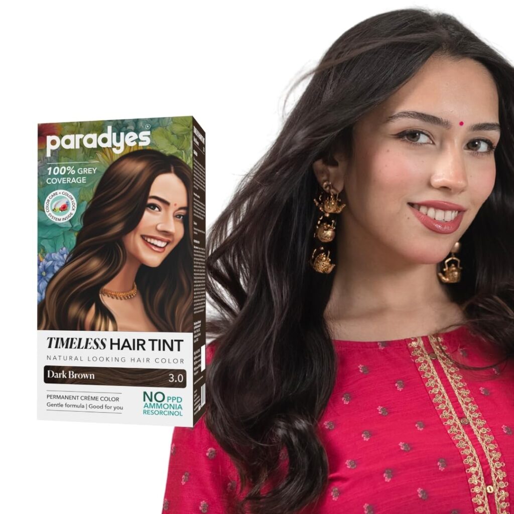 Paradyes Mini Dark Brown Timeless Hair Tint, Permanent Crème Hair Color for Hair & Beard, Complete Grey Coverage, Formula Free from PPD, Ammonia, & Resorcinol, 3.0 Dark Brown,...