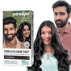 Paradyes Mini Natural Black Timeless Hair Tint, Permanent Crème Hair Color for Hair & Beard, Complete Grey Coverage, Formula Free from PPD, Ammonia, & Resorcinol, 1.0 Natural...