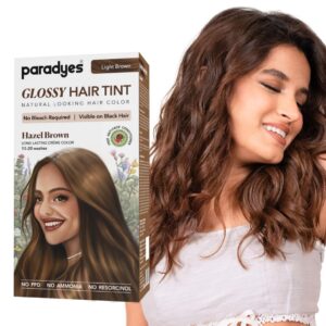 Paradyes No Bleach Hazel Brown Glossy Hair Tint, Ammonia-Free Formula for Natural Black Hair, Visible on Natural Black Hair, Includes Anti-Fade Conditioner for Long-Lasting...