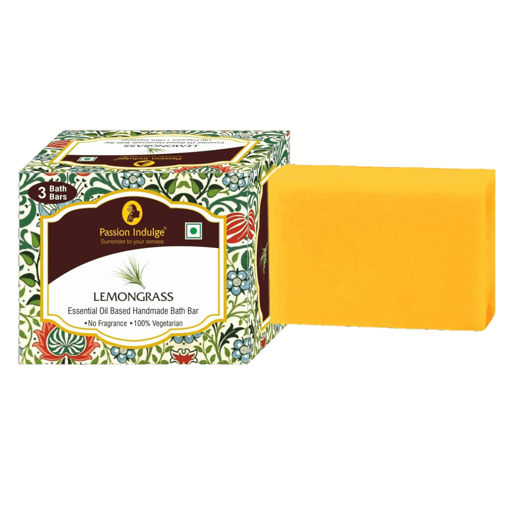 Passion Indulge Lemongrass Handmade Bath Bar Soap - Pack Of 3 (100 gm Each) - Passion Indulge