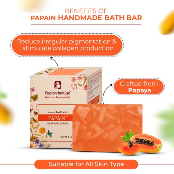 Passion Indulge Papain Handmade Bath Bar Soap - Pack Of 3 (100 gm Each) - Passion Indulge