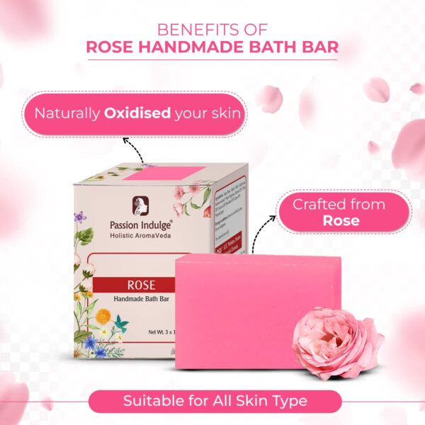 Passion Indulge Rose Handmade Bath Bar Soap - Pack Of 3 (100 gm Each) - Passion Indulge
