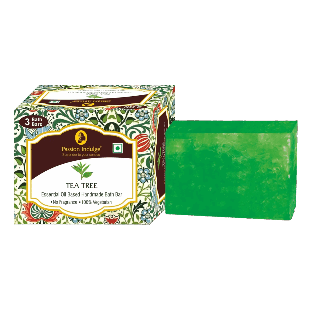 Passion Indulge Tea Tree Handmade Bath Bar Soap - Pack Of 3 (100Gm Each) - Passion Indulge