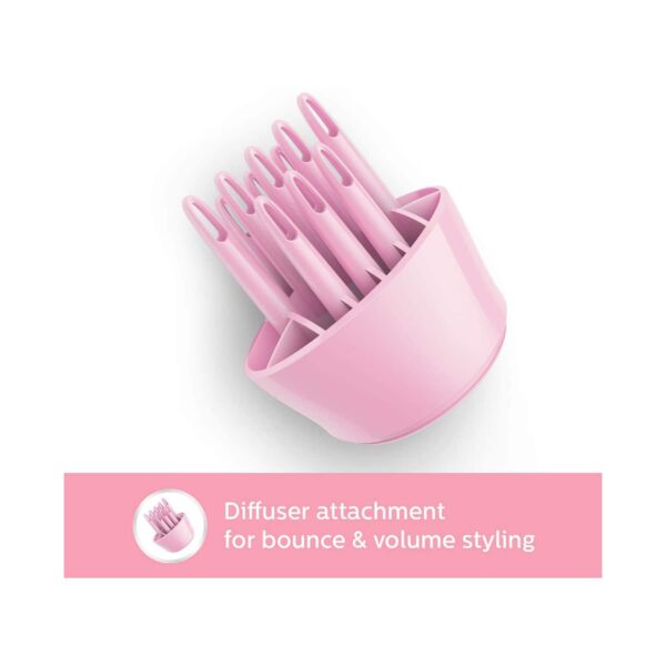 Philips 1200W Thermoprotect Hair Dryer With Air Concentrator + Diffuser Attachment BHC017/00 - Pink - Philips