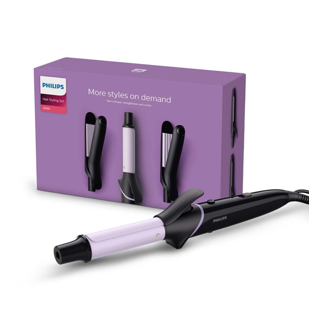 Philips Hair Styling Set Crimp, Straighten Or Curl With The Single Tool BHH816/00 - Black, Purple - Philips