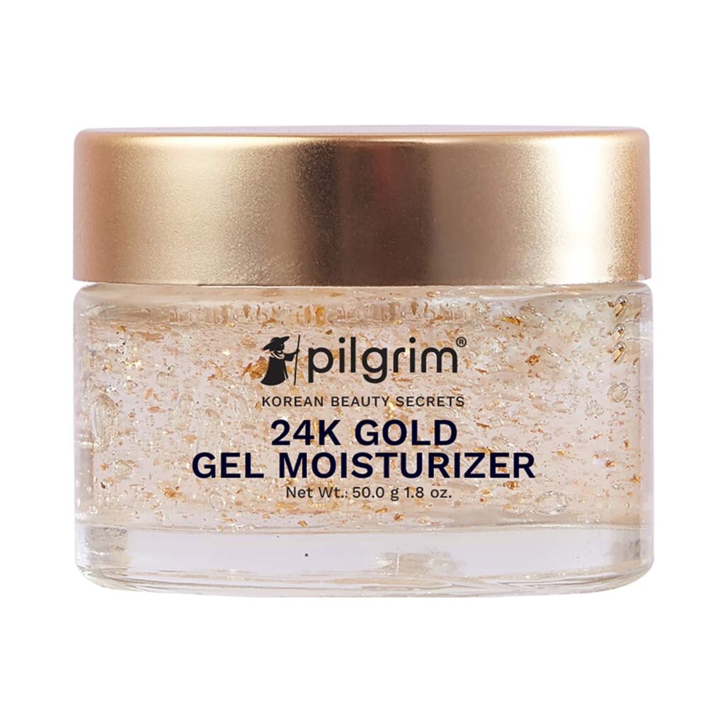 Pilgrim 24K Gold Lightweight Gel Face Moisturizer With Hyaluronic Acid & Alpha Arbutin (50ml) - Pilgrim