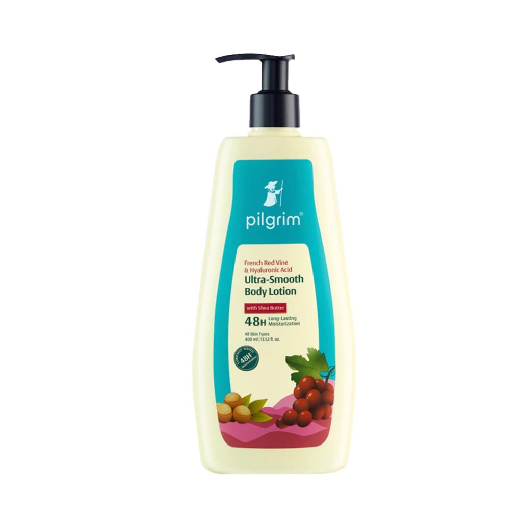 Pilgrim French Red Vine & Hyaluronic Acid Smooth Body Lotion 48H Longlasting Moisturization (400 ml) - Pilgrim