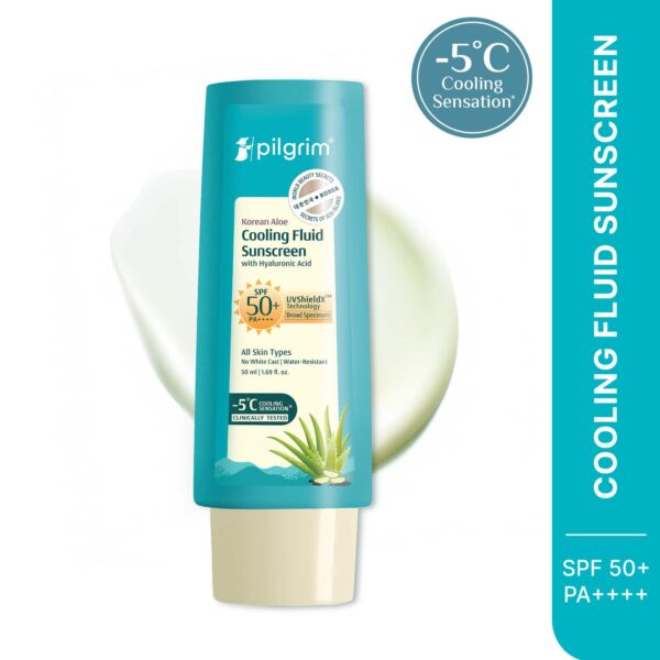 Pilgrim Korean Aloe Cooling Fluid Sunscreen SPF 50+ PA++++ with Hyaluronic Acid (50 ml) - Pilgrim