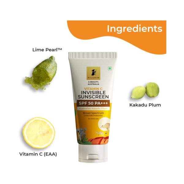 Pilgrim Vitamin C Invisible Sunscreen SPF 50 PA+++ (45ml) - Pilgrim