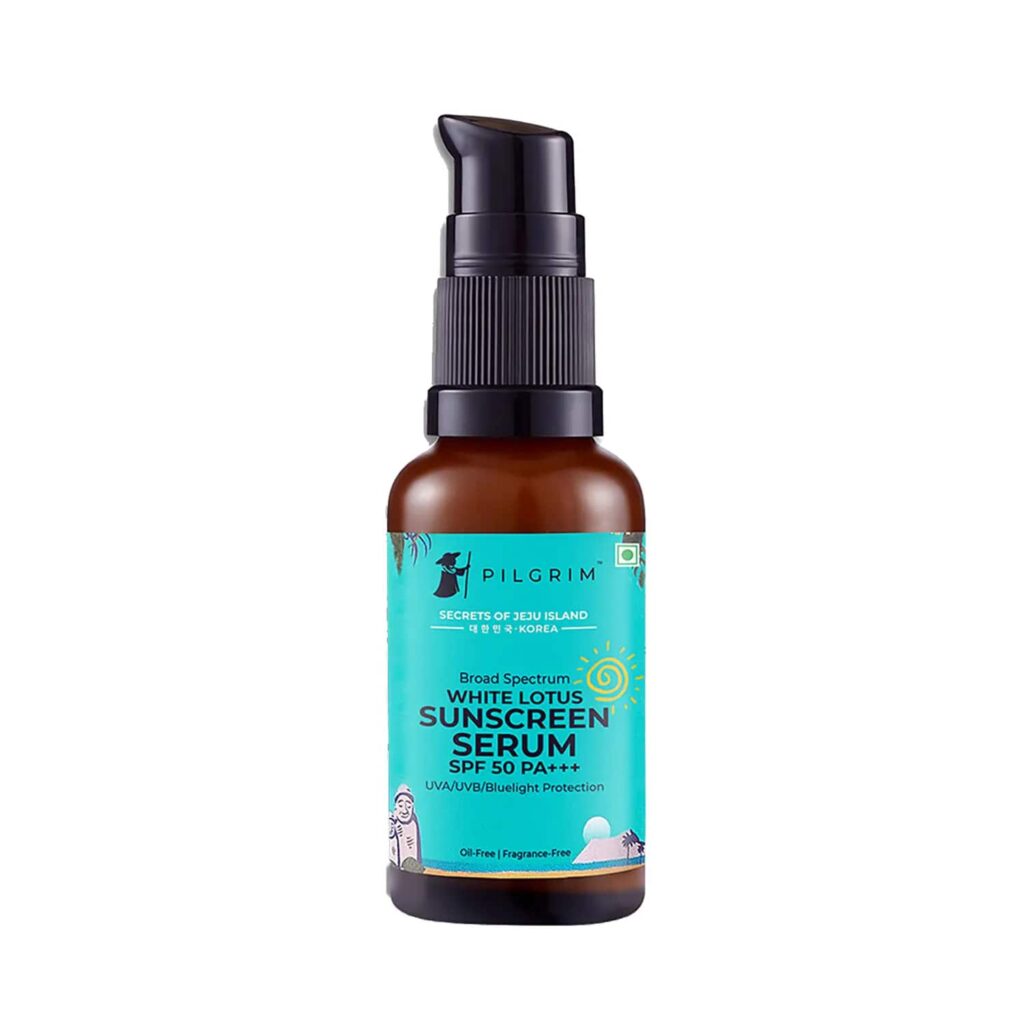 Pilgrim White Lotus Sunscreen Serum SPF 50 PA+++ (30ml) - Pilgrim