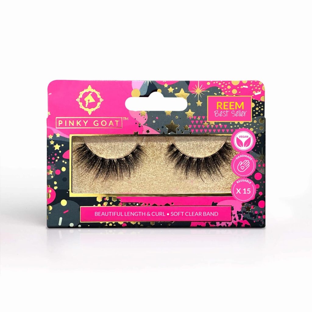 Pinky Goat Reem Natural Vegan False Eyelashes (1 Pair) - Pinky Goat