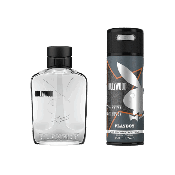 Playboy Hollywood For Men Gift Set - (Eau De Toilette 100ml + Body Spray 150ml) (2Pcs) - Playboy