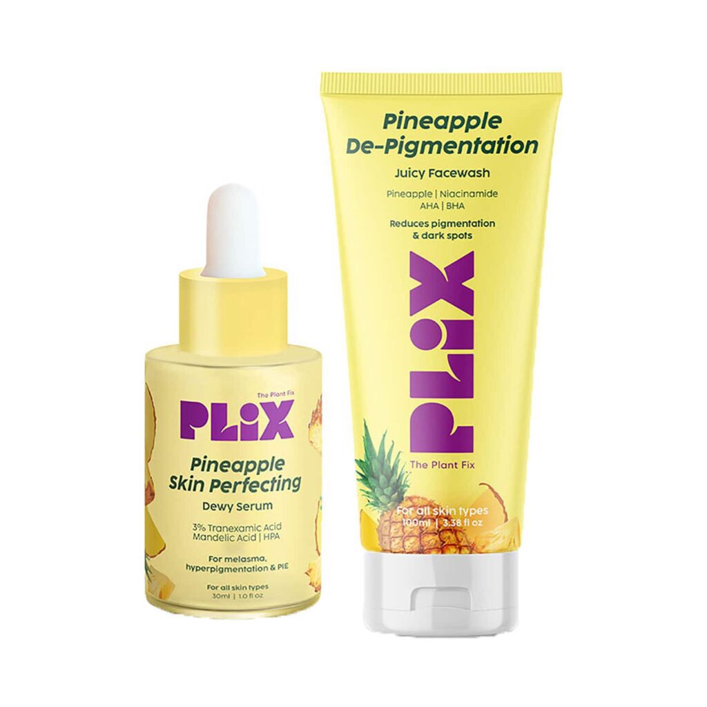 Plix 3% Tranexamic Acid Skin Perfecting Dewy Face Serum & Pineapple Foaming Face Wash Combo (2Pcs) - Plix