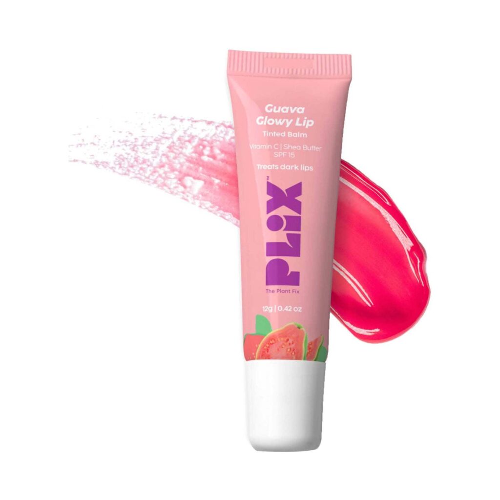 Plix Guava Glowy Tinted Lip Balm For Smooth, Buttery Soft Lips With SPF 15 (12g) - Plix