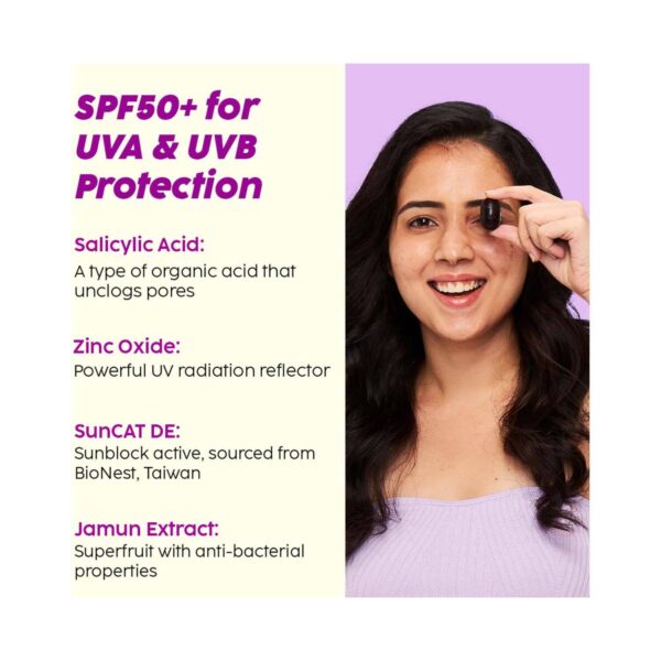 Plix Jamun Mattifying Lightweight Sunscreen With SPF 50+ PA+++ (50g) - Plix
