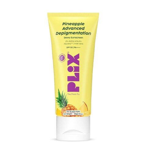 PLIX - THE PLANT FIX Pineapple Advanced Depigmentation Dewy Sunscreen SPF 50 PA++++ | Alpha Arbutin & Aquaxyl | Reduces Pigmentation, Protects from UV & Blue Light, Hydrates...