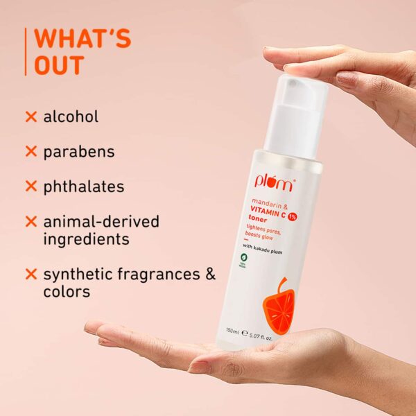 Plum 1% Vitamin C Toner with Mandarin & Kakadu Plum Reduce Dark Spots Boosts Glow All Skin (150 ml) - Plum