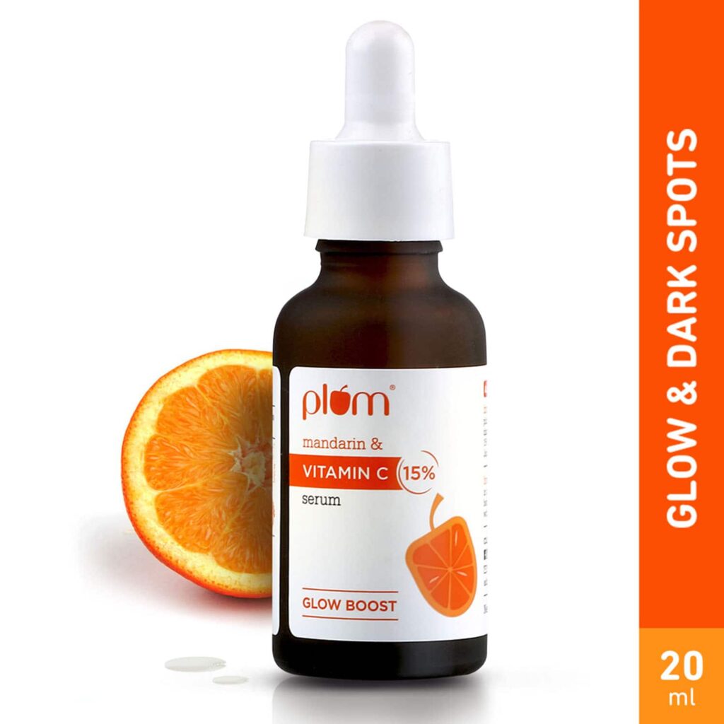 Plum 15% Vitamin C Glow Face Serum Dermat Tested Fight Dark Spots, Pigmentation & Dull Skin (20ml) - Plum
