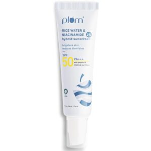 Plum 2% Niacinamide Sunscreen SPF 50 PA++++ With Rice Water | 4-hr Water Resistant | 3x Tan Reduction & Brightens | No White Cast, Lightweight, Non-Sticky | Dermatologically...