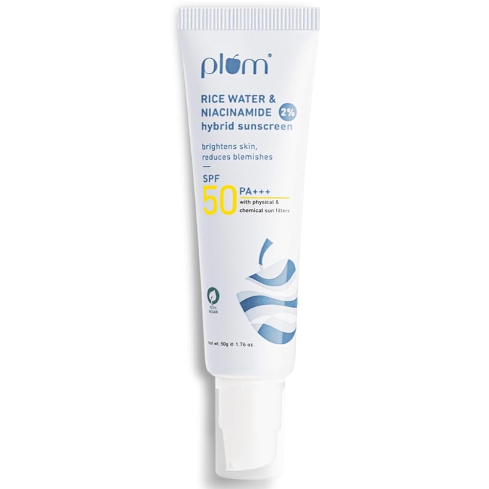 Plum 2% Niacinamide Sunscreen SPF 50 PA++++ With Rice Water | 4-hr Water Resistant | 3x Tan Reduction & Brightens | No White Cast, Lightweight, Non-Sticky | Dermatologically...