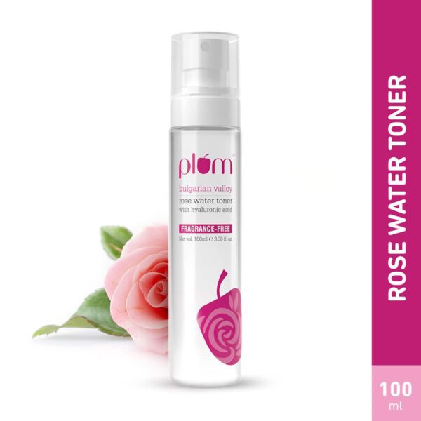 Plum Bulgarian Valley Rose Water Alcohol-Free Toner, Hyaluronic Acid, Hydrates & Refreshes (100ml) - Plum