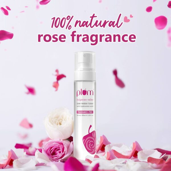 Plum Bulgarian Valley Rose Water Alcohol-Free Toner, Hyaluronic Acid, Hydrates & Refreshes (100ml) - Plum