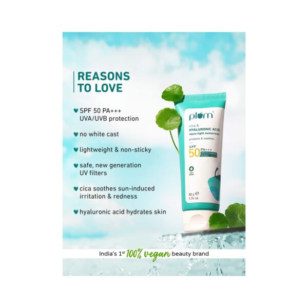 Plum Cica & Hyaluronic Acid Aqua-Light Sunscreen SPF 50 (50g) - Plum