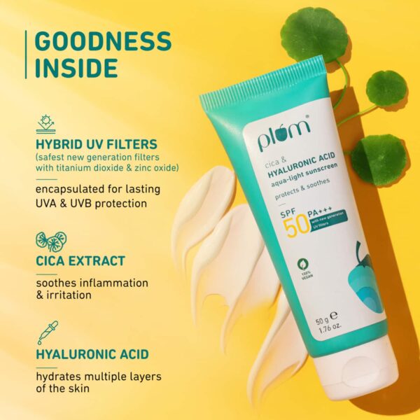 Plum Cica & Hyaluronic Acid Aqua-Light Sunscreen SPF 50 (50g) - Plum