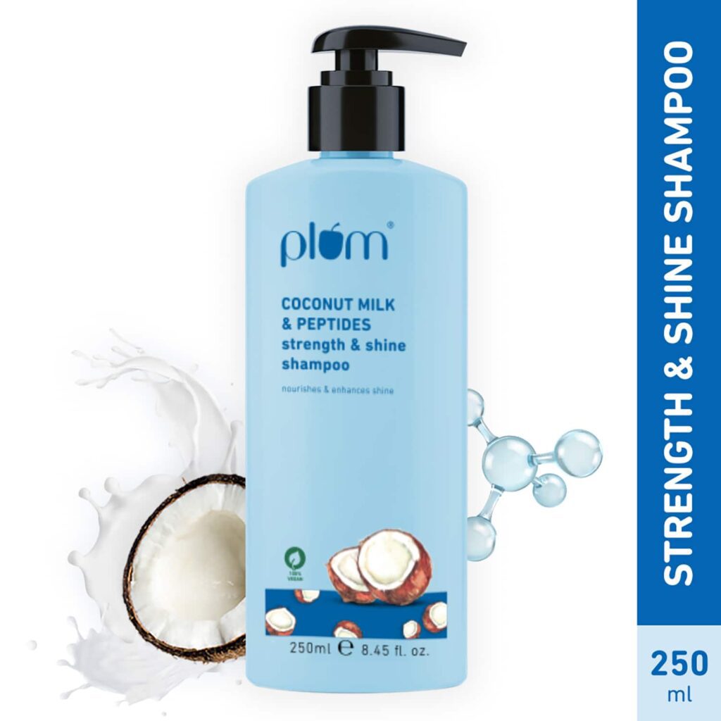 Plum Coconut Milk & Peptides Strength & Shine Shampoo for Dull & Dry Hair (250ml) - Plum