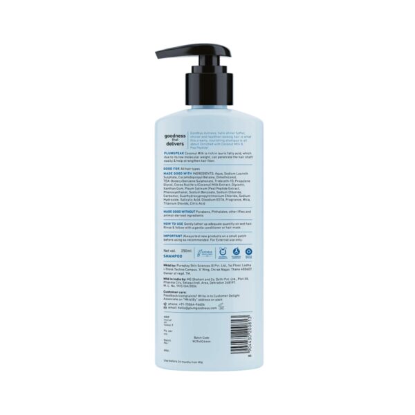 Plum Coconut Milk & Peptides Strength & Shine Shampoo for Dull & Dry Hair (250ml) - Plum