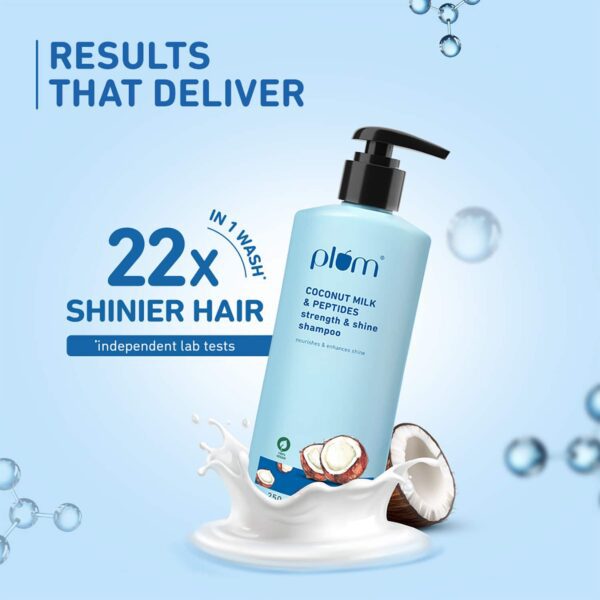 Plum Coconut Milk & Peptides Strength & Shine Shampoo for Dull & Dry Hair (250ml) - Plum