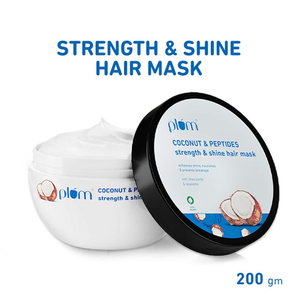 Plum Coconut & Peptides Strength & Shine Hair mask for Dull & Dry Hair, Restore Hair Moisture(200g) - Plum