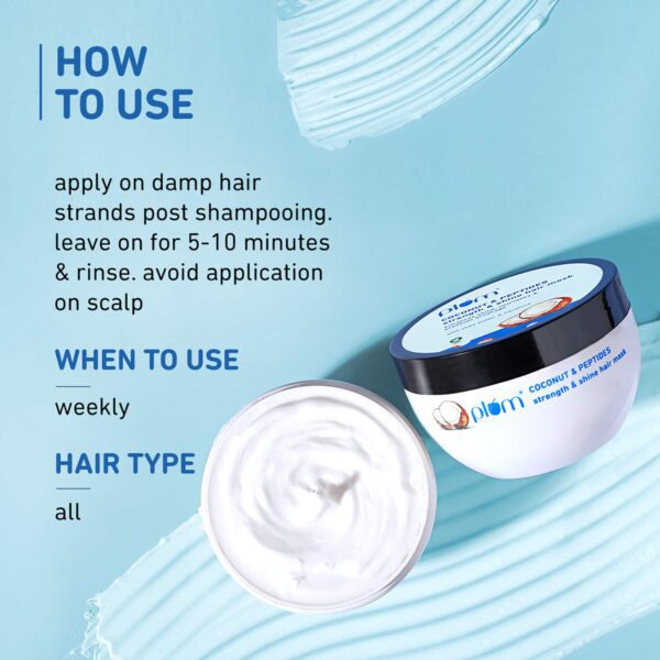 Plum Coconut & Peptides Strength & Shine Hair mask for Dull & Dry Hair, Restore Hair Moisture(200g) - Plum