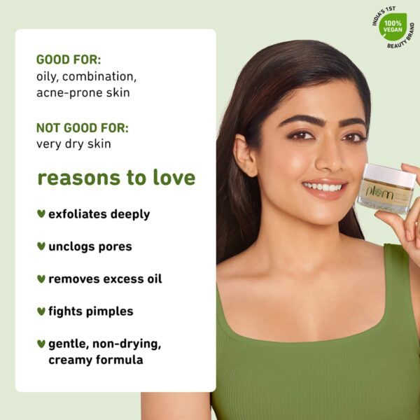 Plum Green Tea Clear Face Mask - Pack Of 2, Clay Face Mask Fights Pimples Deeply Detoxifies Combo - Plum