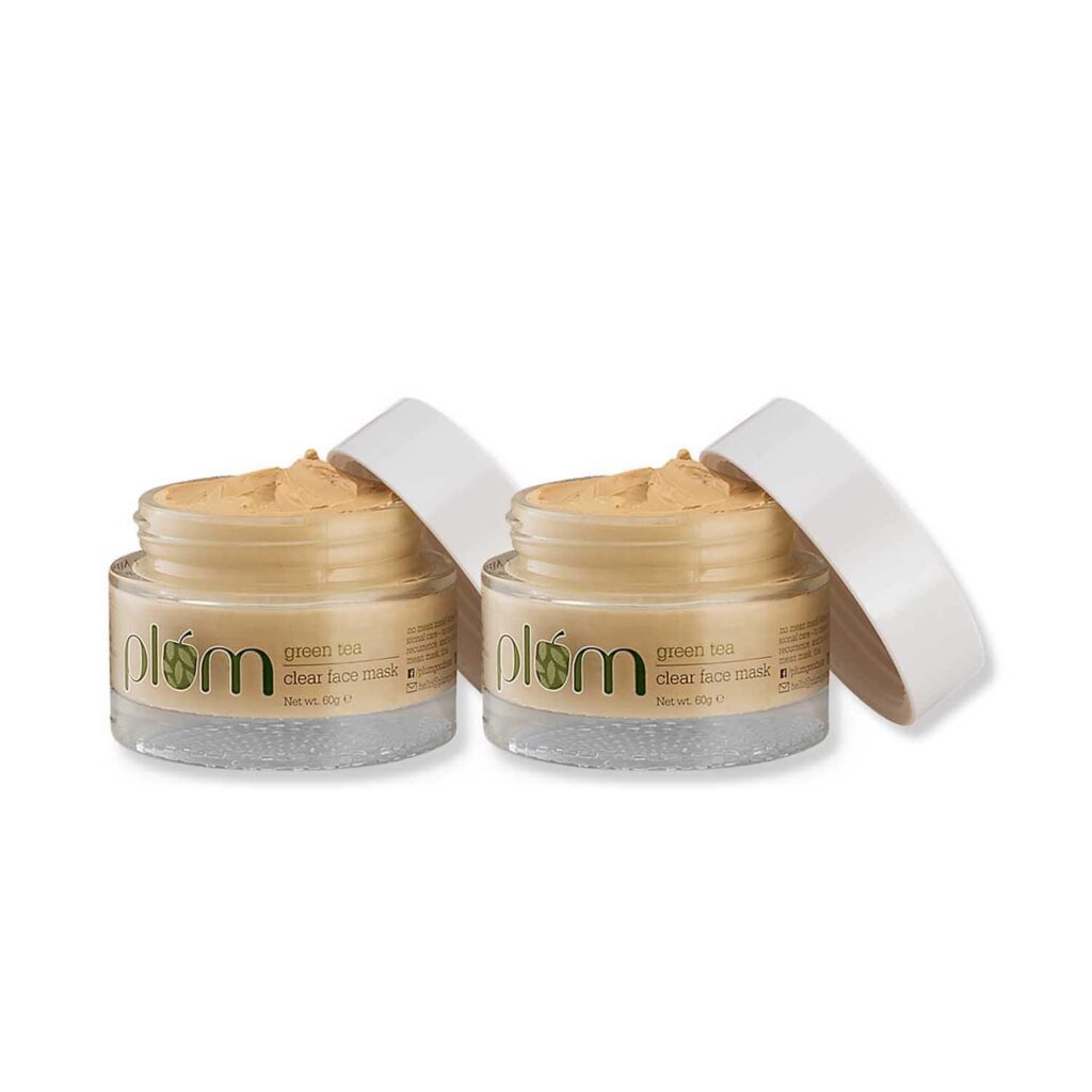 Plum Green Tea Clear Face Mask - Pack Of 2, Clay Face Mask Fights Pimples Deeply Detoxifies Combo - Plum
