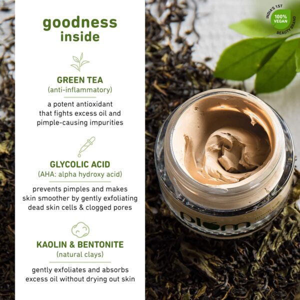 Plum Green Tea Clear Face Mask - Pack Of 2, Clay Face Mask Fights Pimples Deeply Detoxifies Combo - Plum