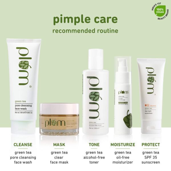 Plum Green Tea Clear Face Mask - Pack Of 2, Clay Face Mask Fights Pimples Deeply Detoxifies Combo - Plum