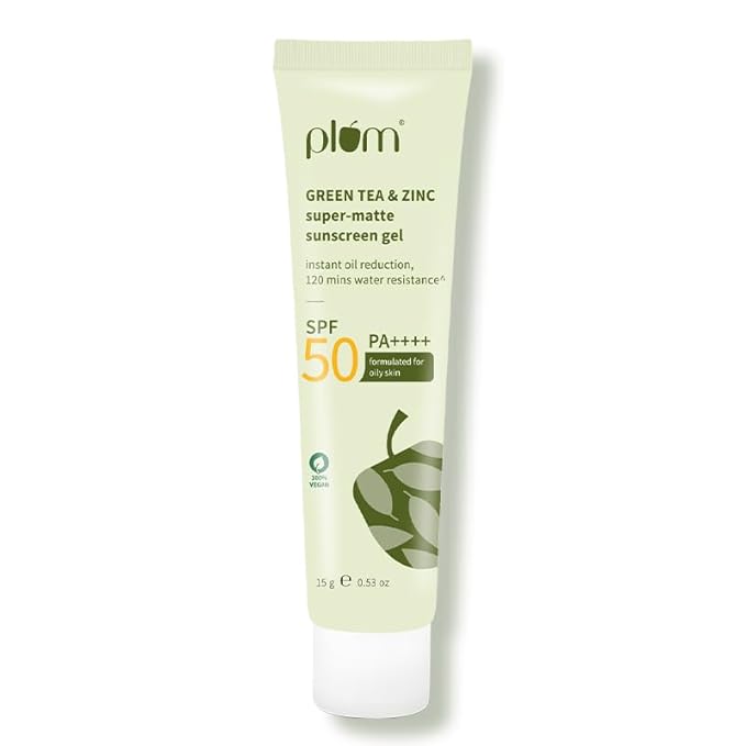 Plum Green Tea & Zinc Super-Matte Gel Sunscreen SPF 50 PA ++++ | Formulated for Oily, Combination and Acne Prone Skin | Protects & Controls Oil | Lightweight, No White Cast &...