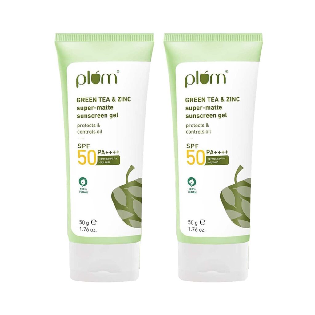 Plum Green Tea & Zinc Super-Matte Sunscreen Gel (50 g) For oily, combination skin Pack of 2 Combo - Plum