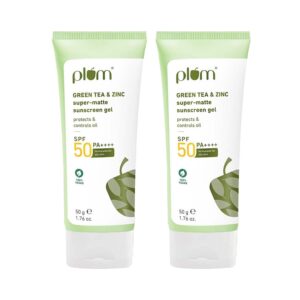 Plum Green Tea & Zinc Super-Matte Sunscreen Gel (50 g) For oily, combination skin Pack of 2 Combo - Plum