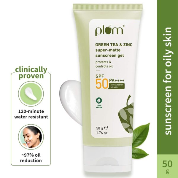 Plum Green Tea & Zinc Super-Matte Sunscreen Gel (50 g) - Plum